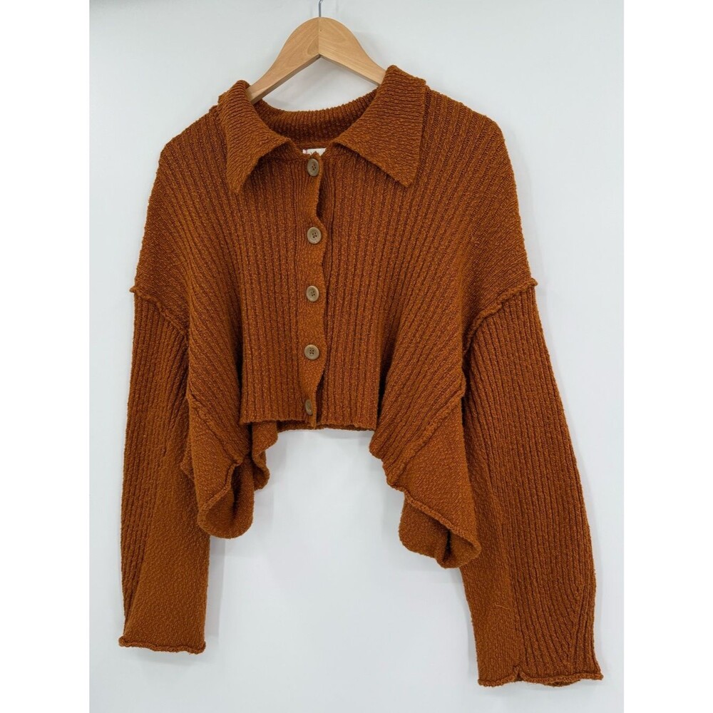 BDG Urban Outfitters Aubrey Cropped Cardigan | Rust | Medium